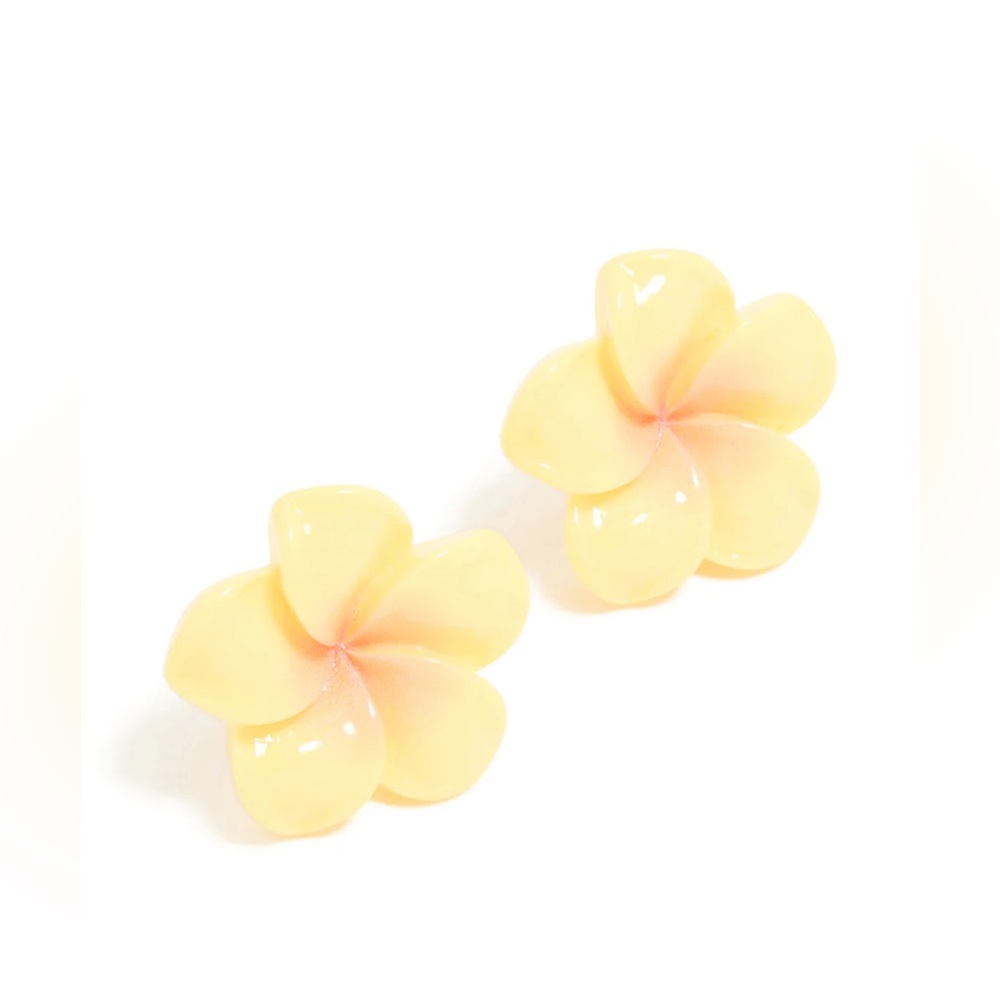 Yellow Acrylic Frangipani Flower Stud Earrings